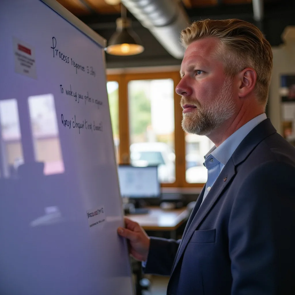 Business Consultant Reviewing Workflow Notes