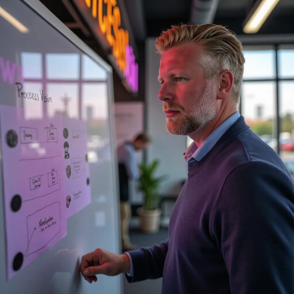 Business Consultant Reviewing Workflow at Process Vision