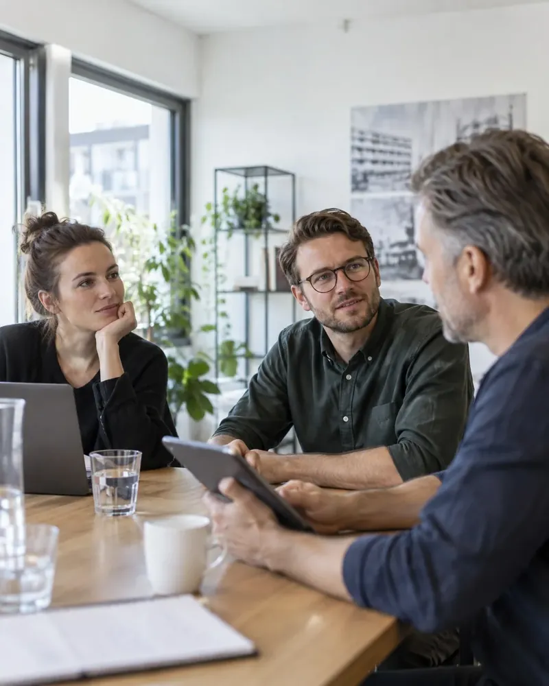 Team lernt gemeinsam in einem hellen Besprechungsraum