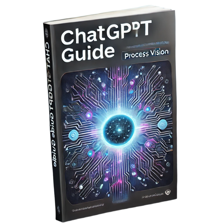 Buchcover des ChatGPT Leitfadens mit grafischen Elementen und einem zentralen blauen Licht.